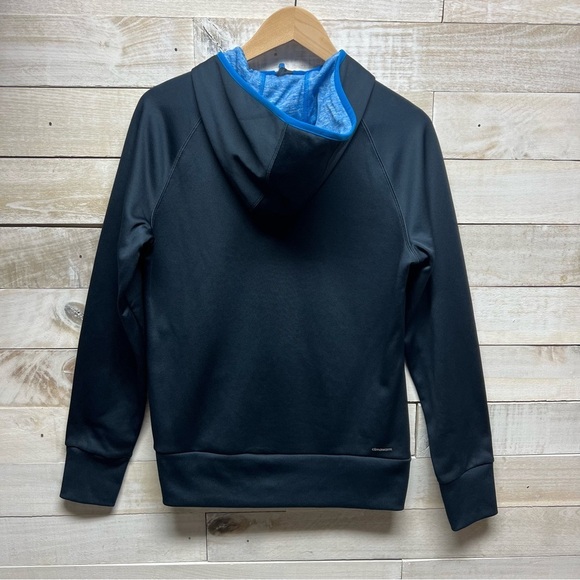 Adidas Jacket Womens Large Climawarm Gray Blue Zip Pockets Full Zip Hood - Picture 8 of 12